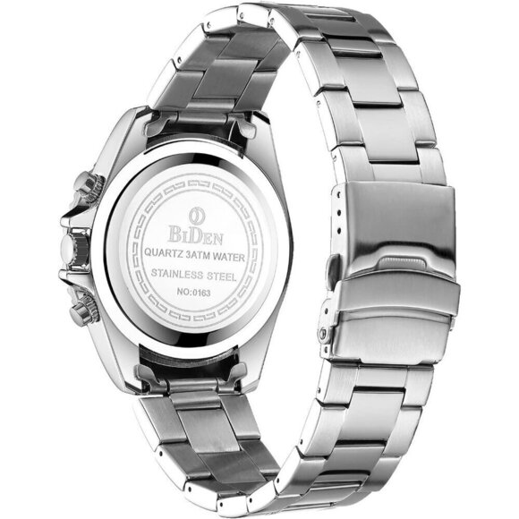 Mens Watches Chronograph Stainless Steel Waterproof Wrist Watches for Men - Picture 2 of 8